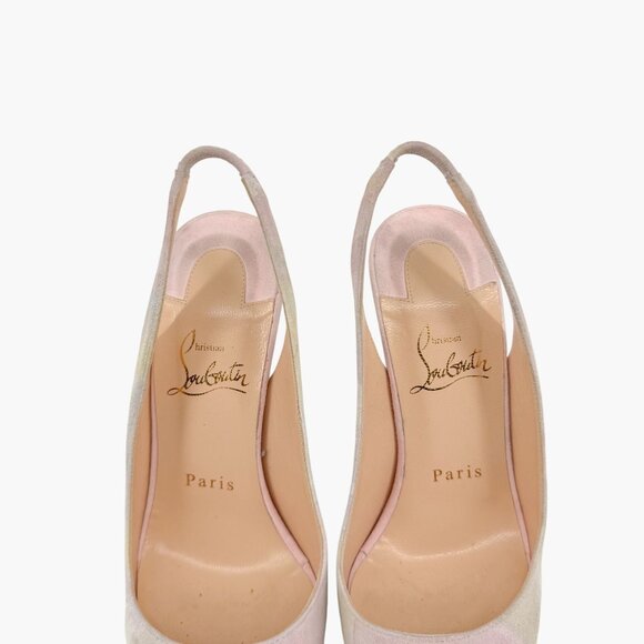 Christian Louboutin Platform Slingback Heels Pink Suede Size 36.5 US 6.5 Peep - Picture 4 of 15
